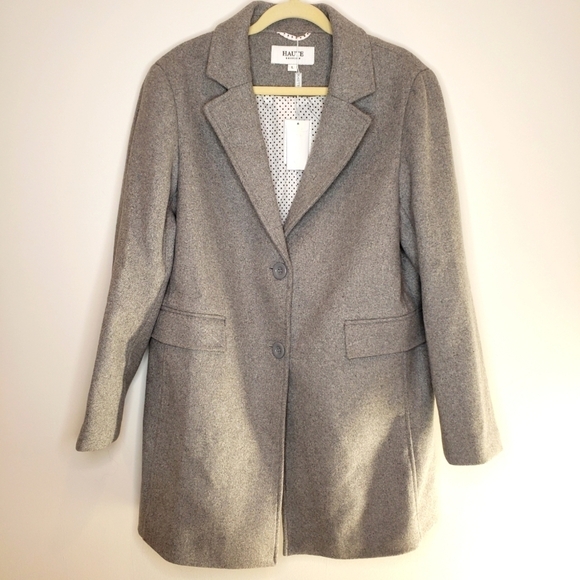 Haute Edition Wool Blend Single Breasted Pea Coat - Picture 2 of 7